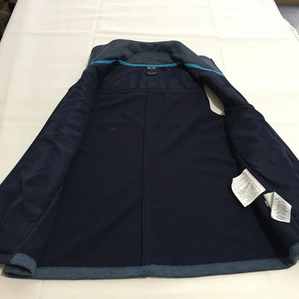 Oakley Quilted Puffer Vest Women XS Navy Blue Full Zip Mock Neck